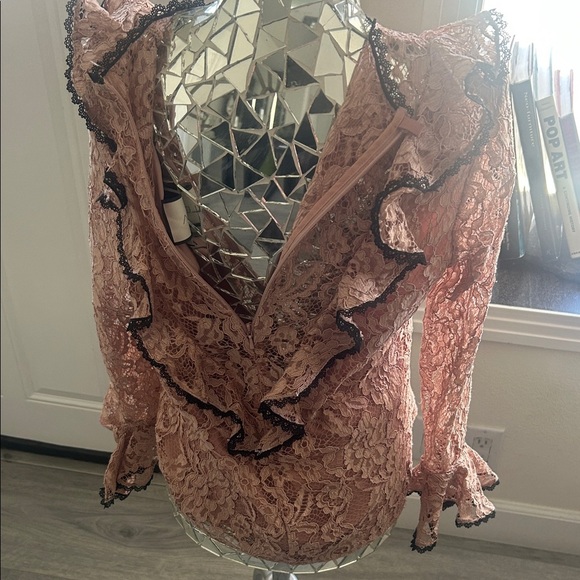 ALEXIS Lace Ruffle Top - Pink - Picture 3 of 11